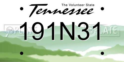 191N31 Tennessee License Plate