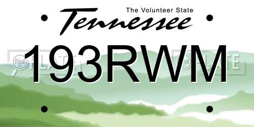 193RWM Tennessee License Plate