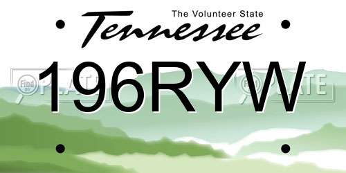196RYW Tennessee License Plate