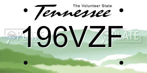 196VZF Tennessee License Plate