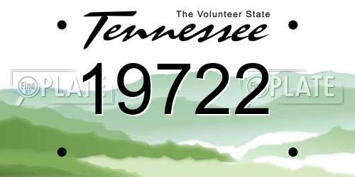 19722 Tennessee License Plate