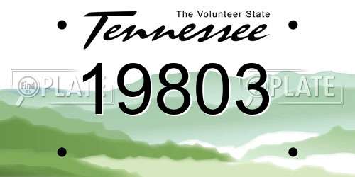 19803 Tennessee License Plate