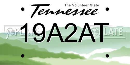 19A2AT Tennessee License Plate