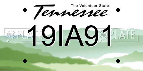 19IA91 Tennessee License Plate