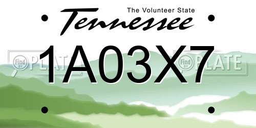 1A03X7 Tennessee License Plate