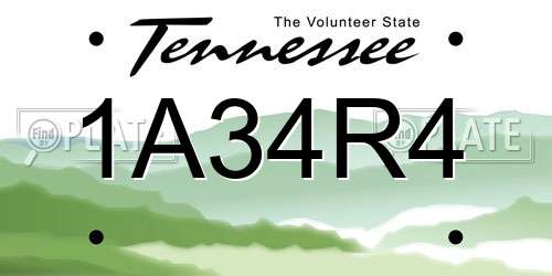 1A34R4 Tennessee License Plate
