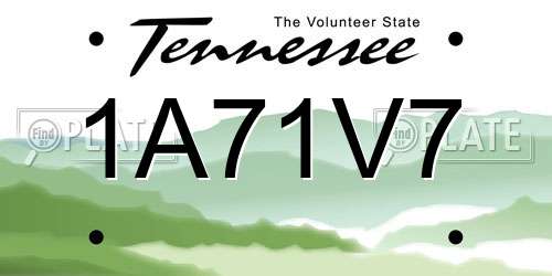 1A71V7 Tennessee License Plate