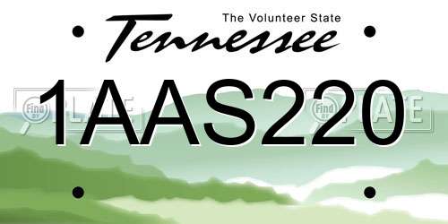 1AAS220 Tennessee License Plate
