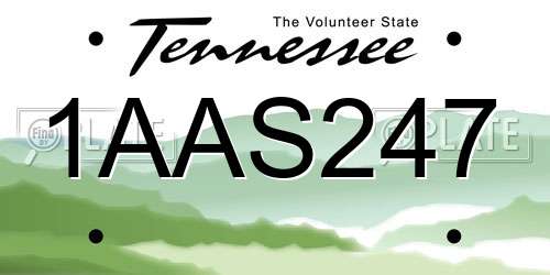 1AAS247 Tennessee License Plate