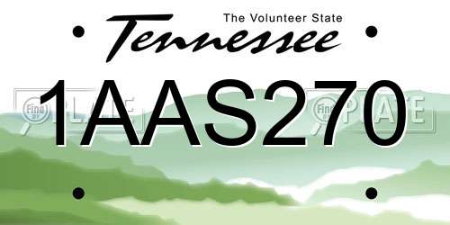 1AAS270 Tennessee License Plate