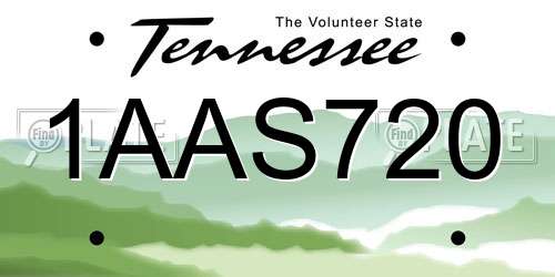 1AAS720 Tennessee License Plate