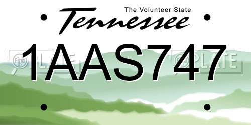 1AAS747 Tennessee License Plate