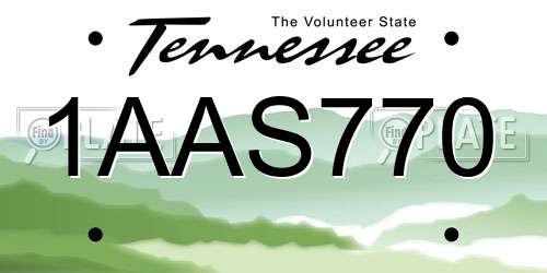 1AAS770 Tennessee License Plate