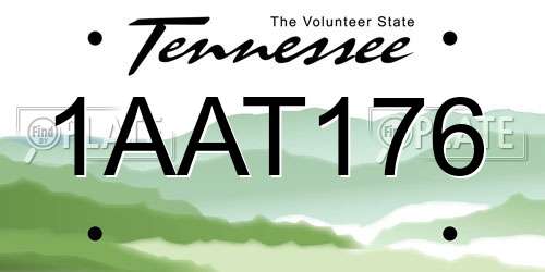 1AAT176 Tennessee License Plate
