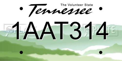 1AAT314 Tennessee License Plate