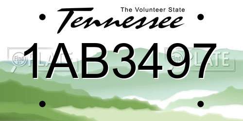 1AB3497 Tennessee License Plate