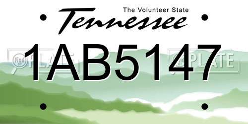 1AB5147 Tennessee License Plate