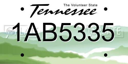 1AB5335 Tennessee License Plate