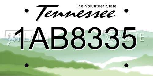 1AB8335 Tennessee License Plate
