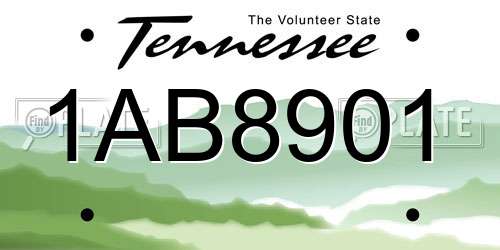 1AB8901 Tennessee License Plate