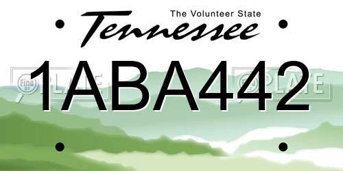 1ABA442 Tennessee License Plate