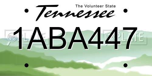1ABA447 Tennessee License Plate
