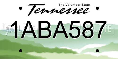 1ABA587 Tennessee License Plate