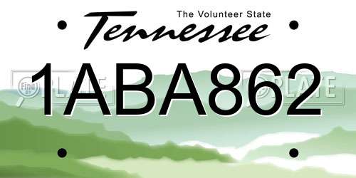 1ABA862 Tennessee License Plate
