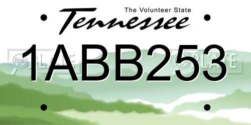 1ABB253 Tennessee License Plate