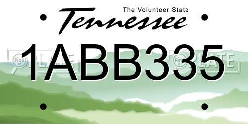 1ABB335 Tennessee License Plate