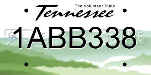 1ABB338 Tennessee License Plate