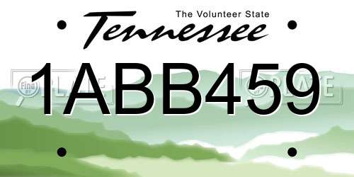 1ABB459 Tennessee License Plate