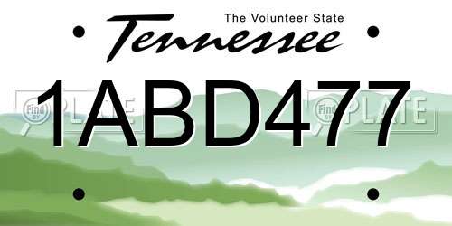1ABD477 Tennessee License Plate