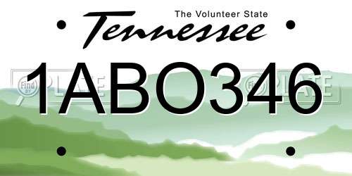 1ABO346 Tennessee License Plate