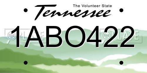 1ABO422 Tennessee License Plate