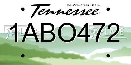 1ABO472 Tennessee License Plate
