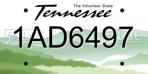 1AD6497 Tennessee License Plate