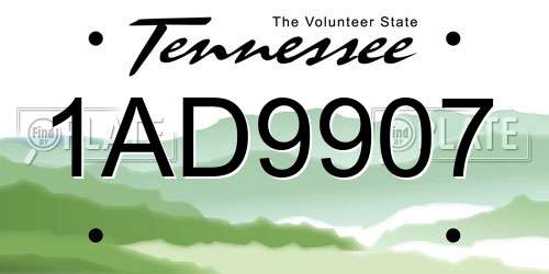1AD9907 Tennessee License Plate