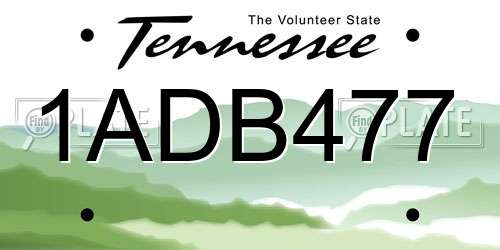 1ADB477 Tennessee License Plate