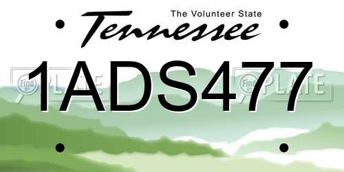 1ADS477 Tennessee License Plate