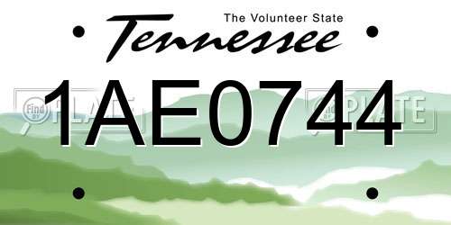1AE0744 Tennessee License Plate