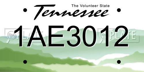 1AE3012 Tennessee License Plate