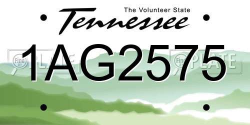 1AG2575 Tennessee License Plate