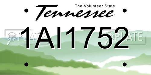 1AI1752 Tennessee License Plate