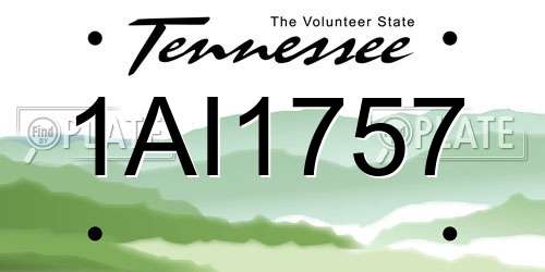 1AI1757 Tennessee License Plate