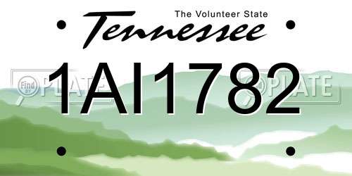 1AI1782 Tennessee License Plate