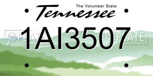 1AI3507 Tennessee License Plate