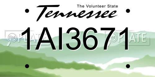 1AI3671 Tennessee License Plate