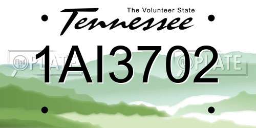 1AI3702 Tennessee License Plate