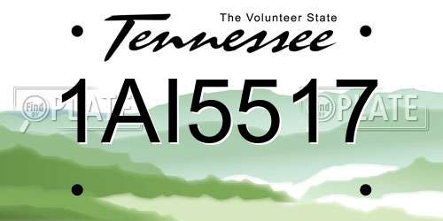 1AI5517 Tennessee License Plate
